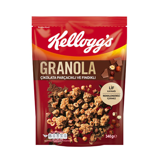 Kellogg's Çikolata Parçacıklı ve Fındıklı Granola